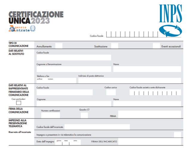 CERTIFICAZIONI CU 2023 INPS OGGETTO DI RETTIFICA